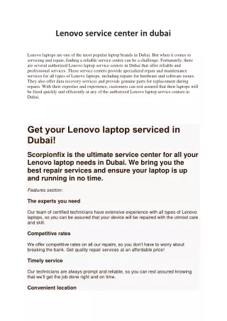 Lenovo service center in dubai