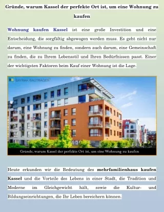 Gründe, warum Kassel der perfekte Ort ist, um eine Wohnung zu kaufen