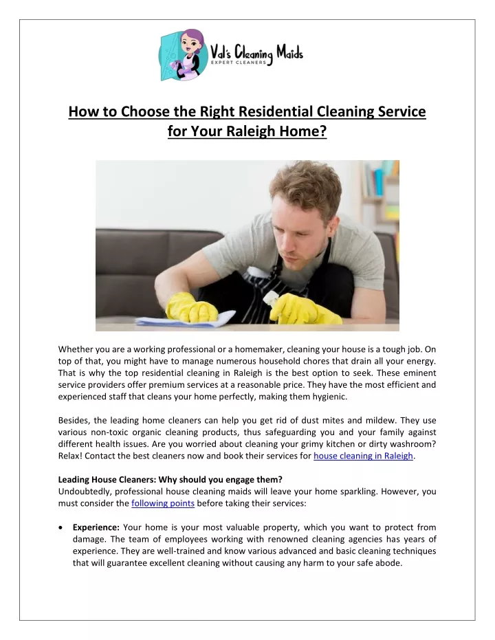 how to choose the right residential cleaning