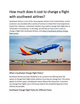 How much does it cost to change a flight with southwest airlines