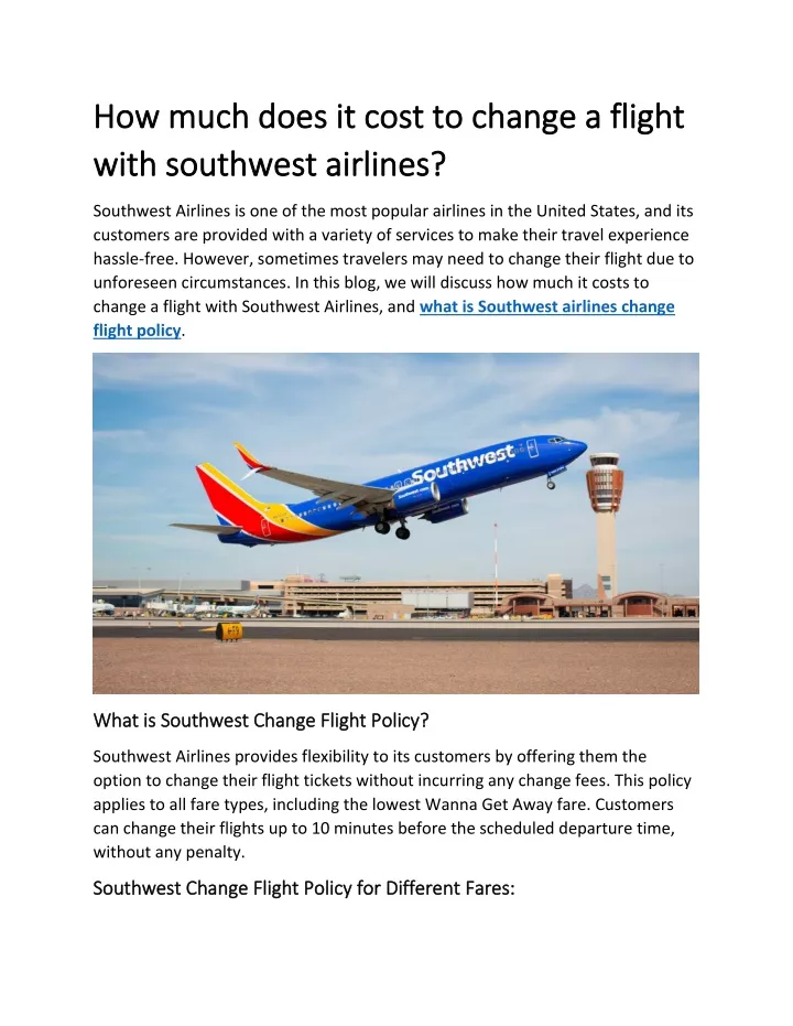 PPT - How much does it cost to change a flight with southwest airlines ...