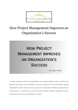 How Project Management Improves an Organization’s Success