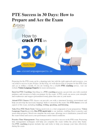 PTE Success in 30 Days: How to Prepare and Ace the Exam