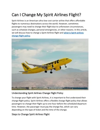 Can I Change My Spirit Airlines Flight