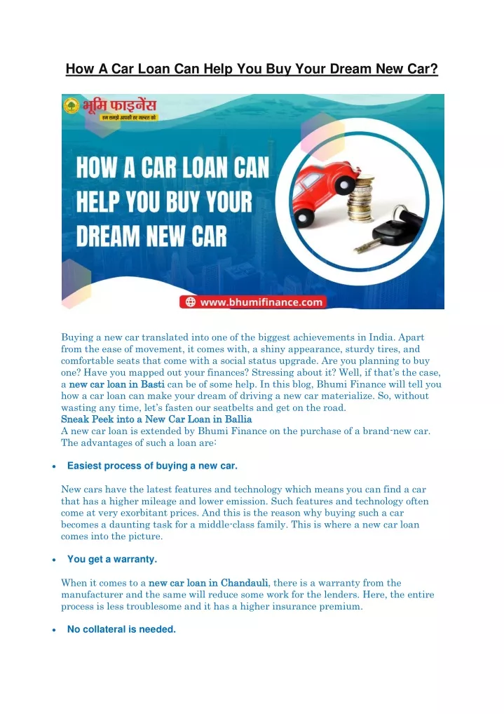 how a car loan can help you buy your dream new car