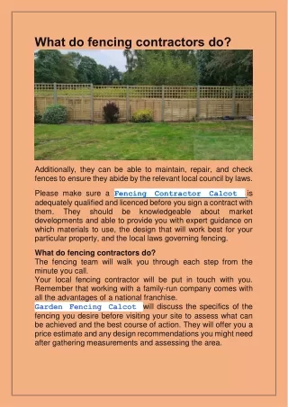 what do fencing contractors do