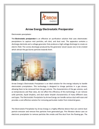 Best Energy Solution | Industrial Plants | Water well Rube - Arrow Energy