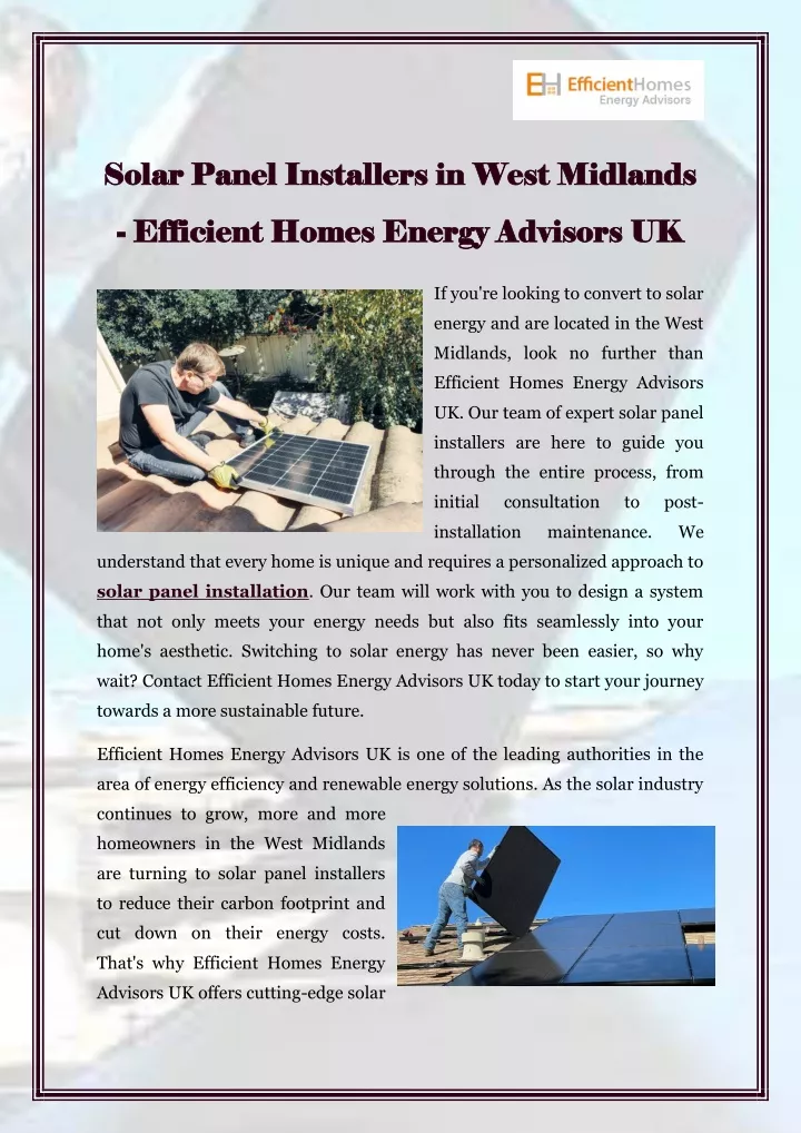 solar panel installers in west midlands solar