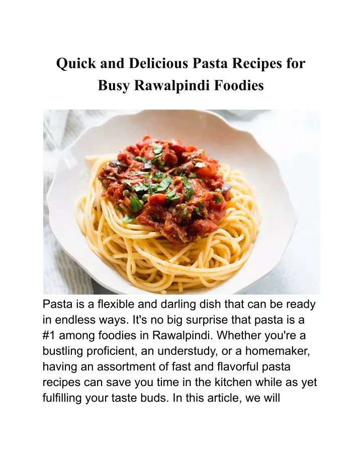 quick and delicious pasta recipes for busy