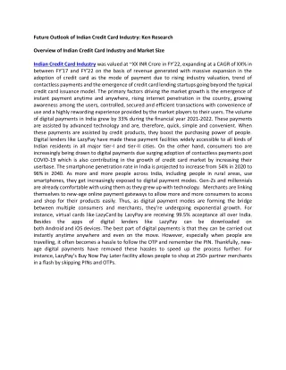 future outlook of indian credit card industry