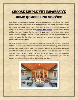 Choose Simple yet Impressive Home Remodeling Service