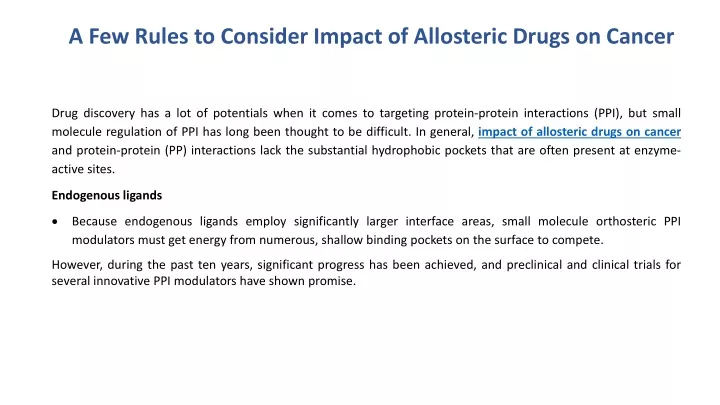 a few rules to consider impact of allosteric