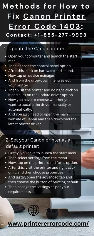 Methods for How to Fix Canon Printer Error Code 1403