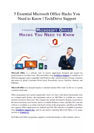5 Essential Microsoft Office Hacks You Need to Know - TechDrive Support