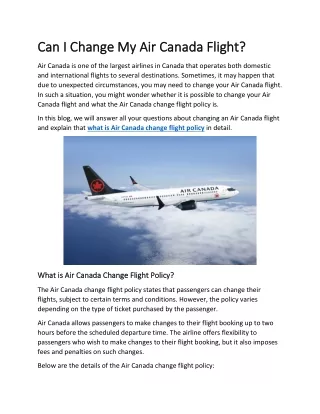 Can I Change My Air Canada Flight