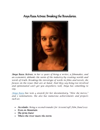 anya raza actress breaking the boundaries anya