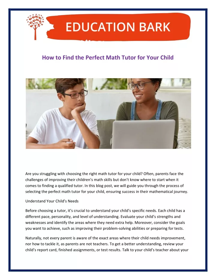 how to find the perfect math tutor for your child