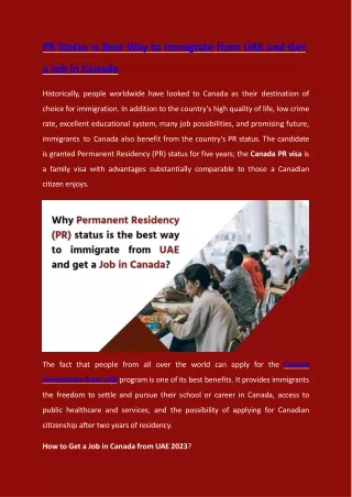 pr status is best way to immigrate from
