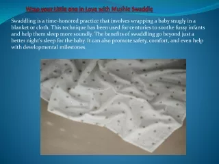 Wrap your Little one in Love with Mushie Swaddle