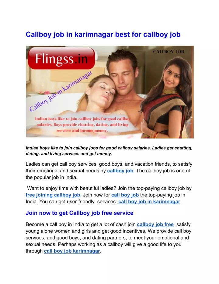 callboy job in karimnagar best for callboy job