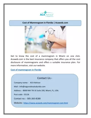 cost of mammogram in florida acaweb com
