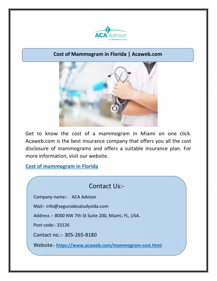 cost of mammogram in florida acaweb com