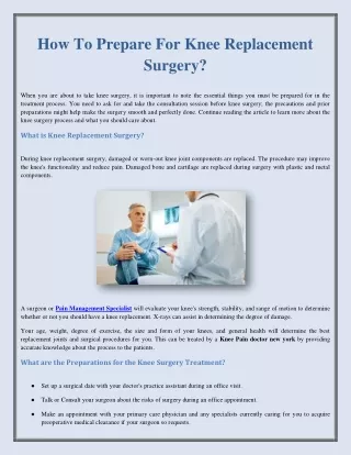 How To Prepare For Knee Replacement Surgery?