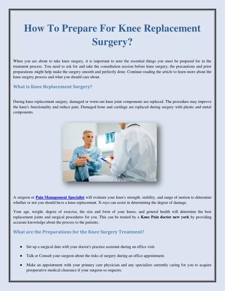 how to prepare for knee replacement surgery