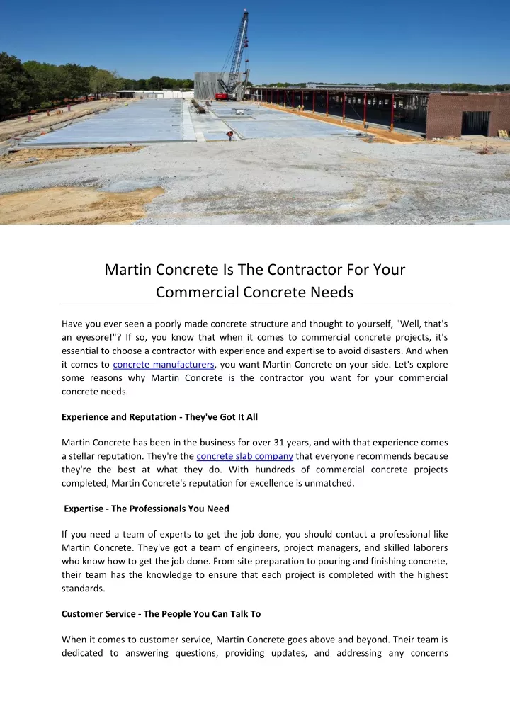 martin concrete is the contractor for your