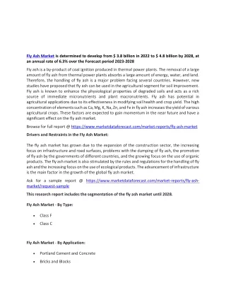 fly ash market is determined to develop from