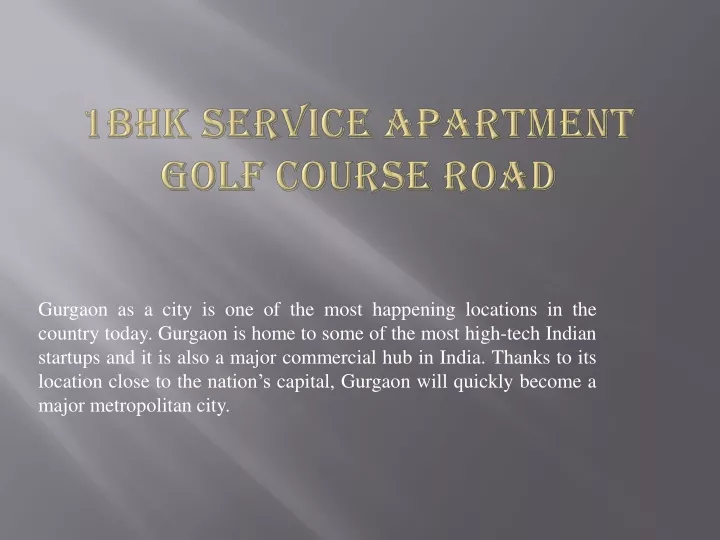 1bhk service apartment golf course road
