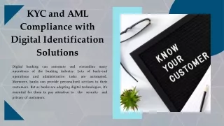 KYC and AML Compliance with Digital Identification Solutions