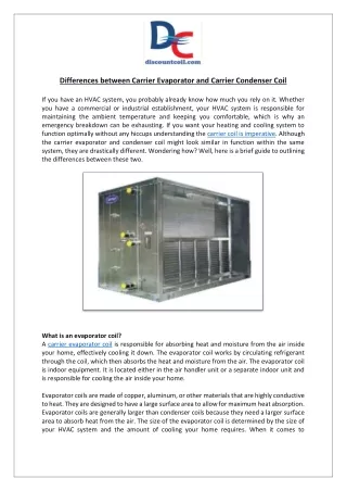 differences between carrier evaporator