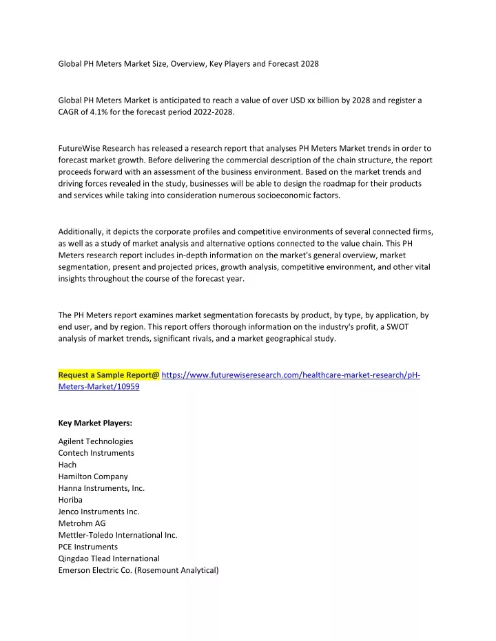 global ph meters market size overview key players