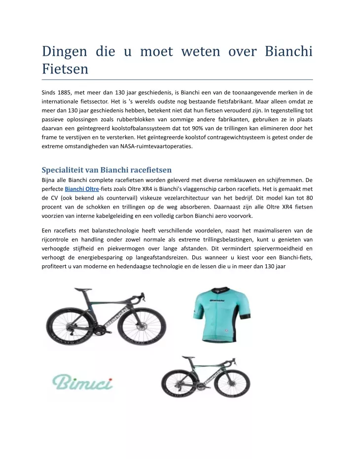 dingen die u moet weten over bianchi fietsen