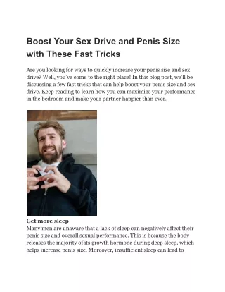 Boost Your Sex Drive and Penis Size with These Fast Tricks