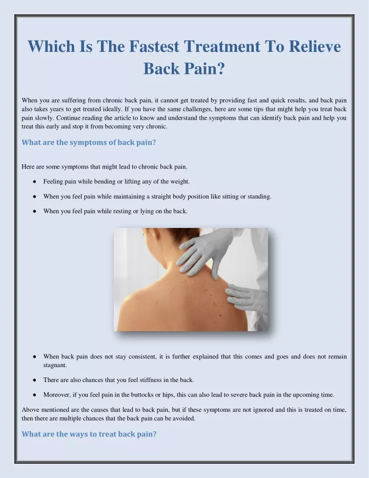 which is the fastest treatment to relieve back