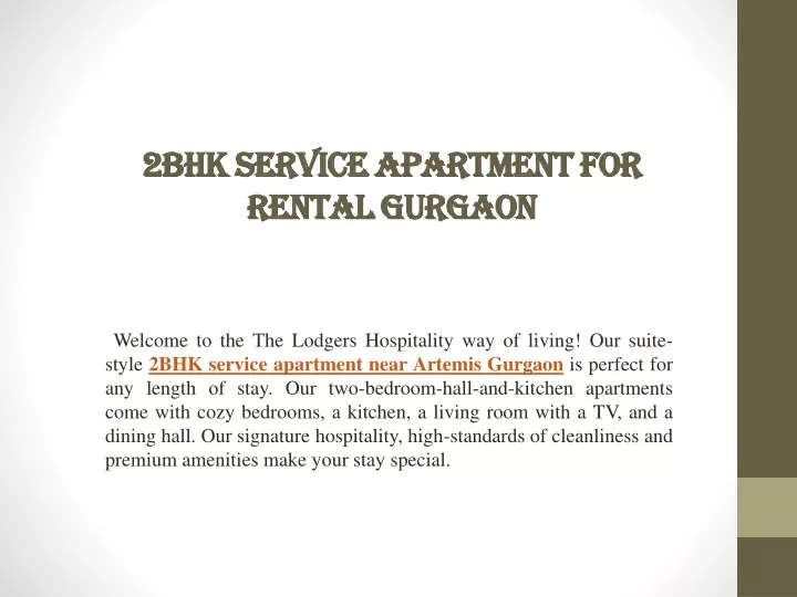 2bhk service apartment for rental gurgaon