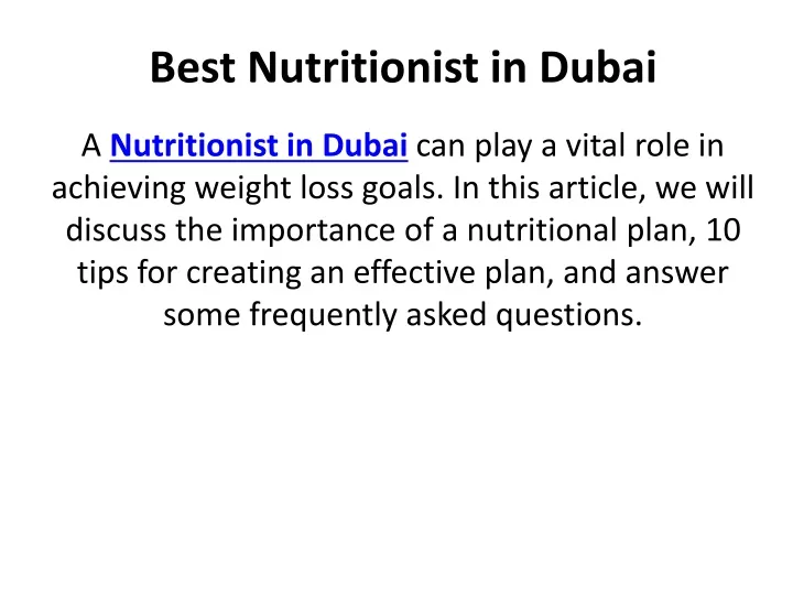 best nutritionist in dubai