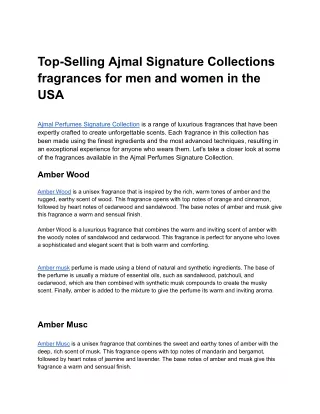 Top-selling Ajmal Signature Collections fragrances for men and women in the USA