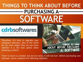 Things To Think About Before Purchasing A Software