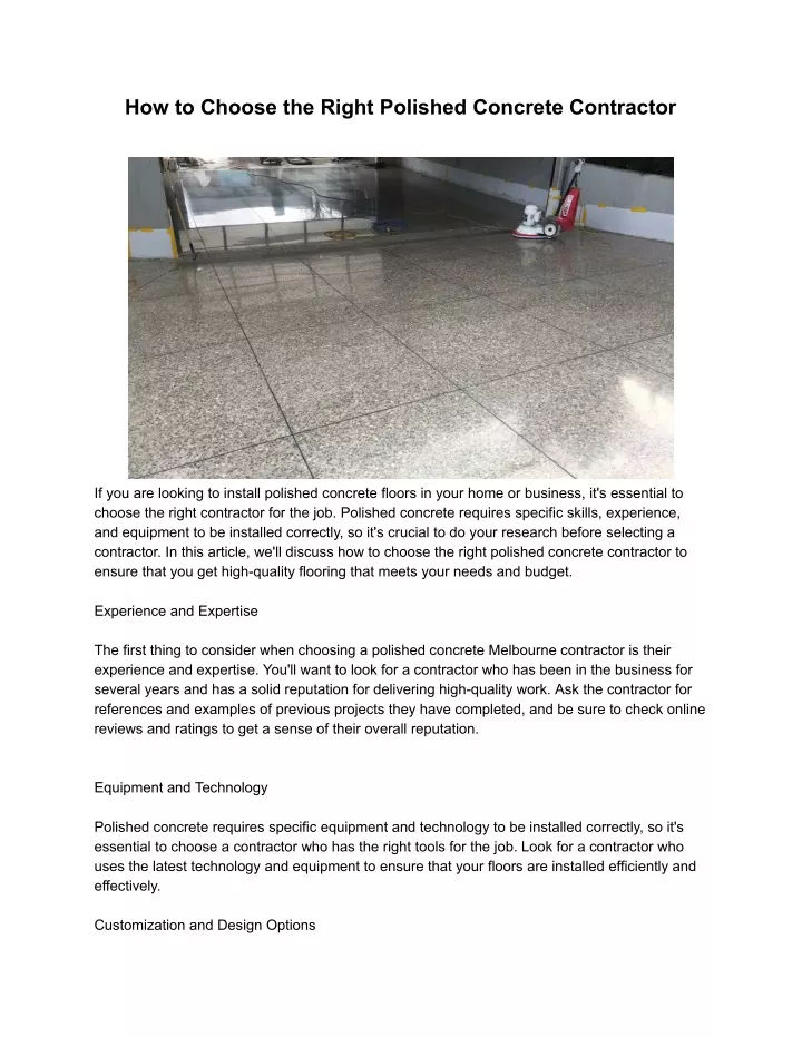 how to choose the right polished concrete