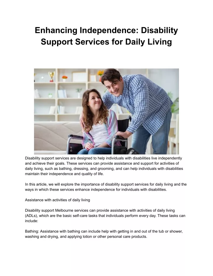 enhancing independence disability support