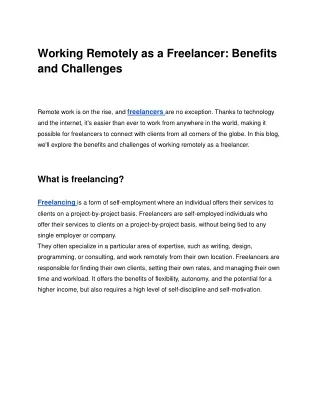 Working Remotely as a Freelancer_ Benefits and Challenges