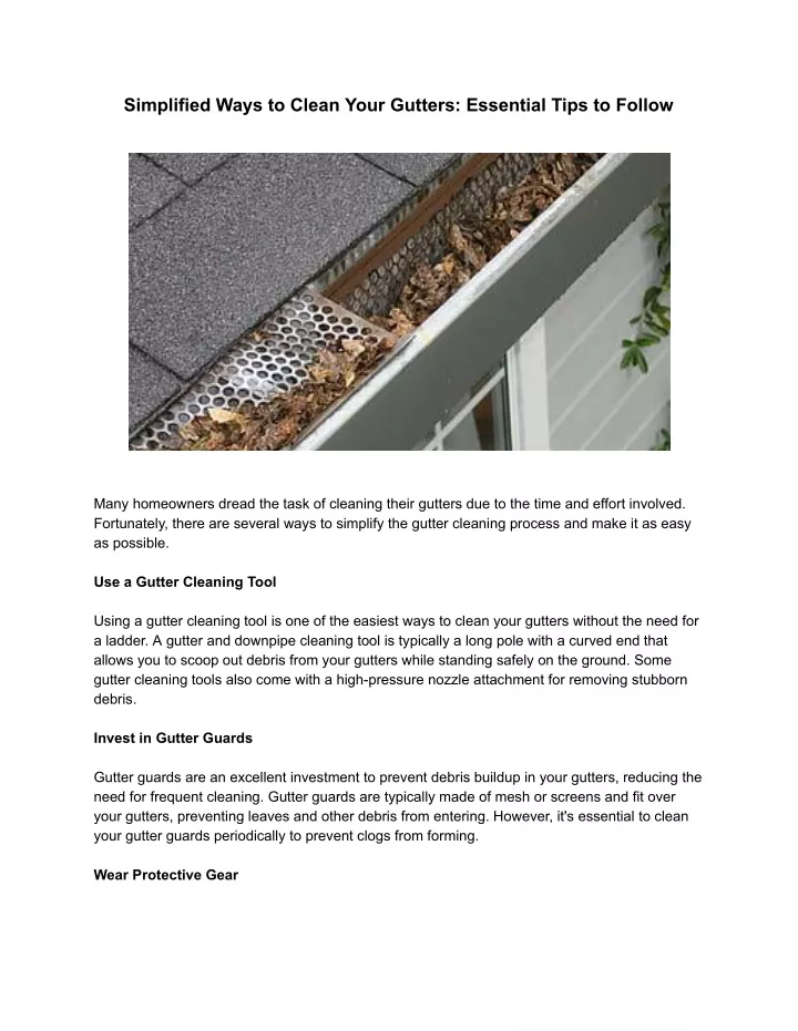 simplified ways to clean your gutters essential