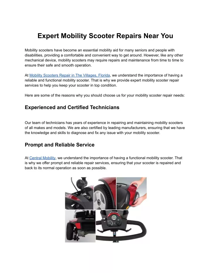 expert mobility scooter repairs near you