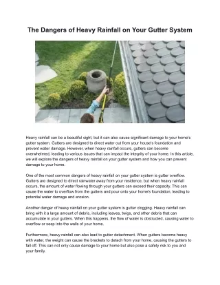 the dangers of heavy rainfall on your gutter