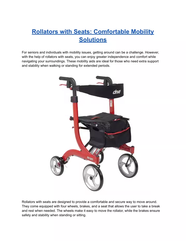 rollators with seats comfortable mobility