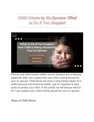 Child Abuse by Ex-Spouse: What to Do If You Suspect