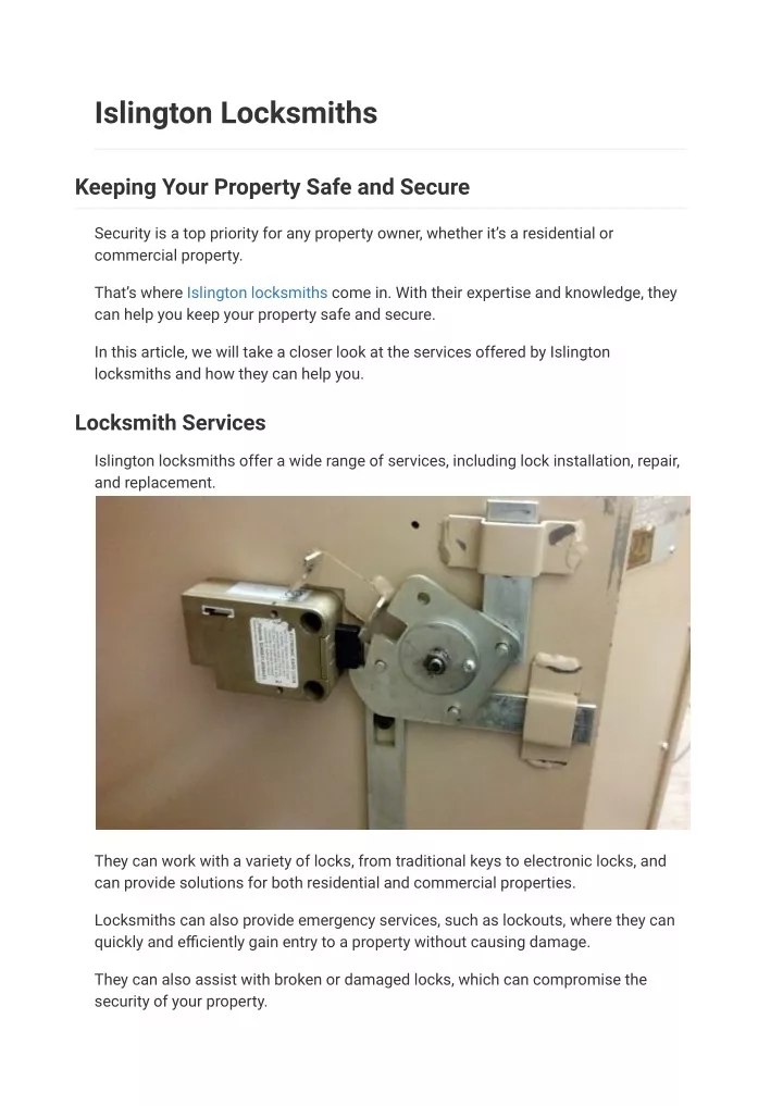 islington locksmiths